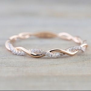14k Rose Gold Plated Sterling Silver Twist CZ Ring